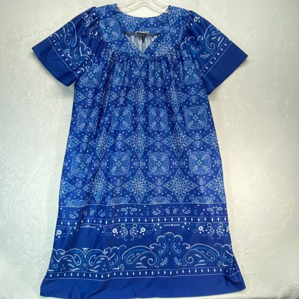 Vintage Vintage Anthony Richards Bandana Print Summer Shift house Dress Mumu‎ S